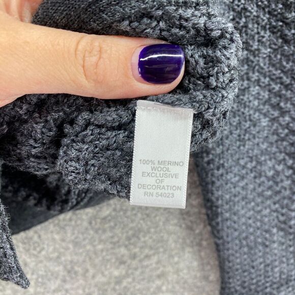 Banana Republic Cardigan Women PXS Petite Gray Full Zip Knit Wool Round Neck - Picture 6 of 9